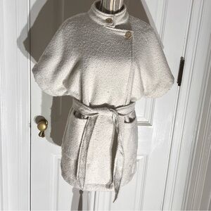 Elegant cream women’s sanctuary XS belted short sleeve coat cocoon wrap c246